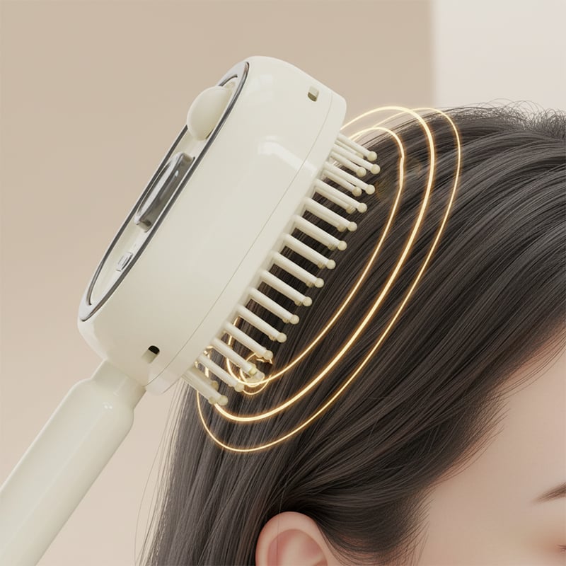 Rounded bristles massaging the scalp
